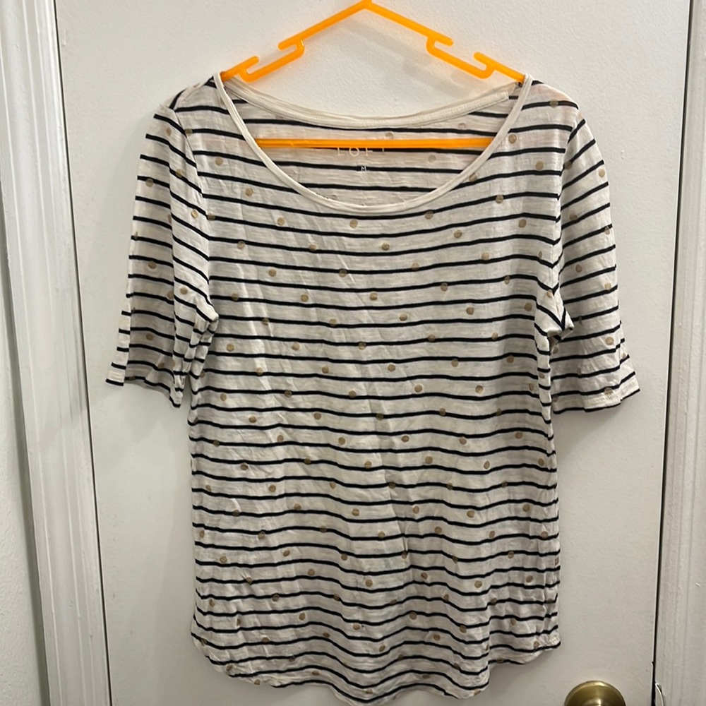 LOFT short sleeves blouse black stripes